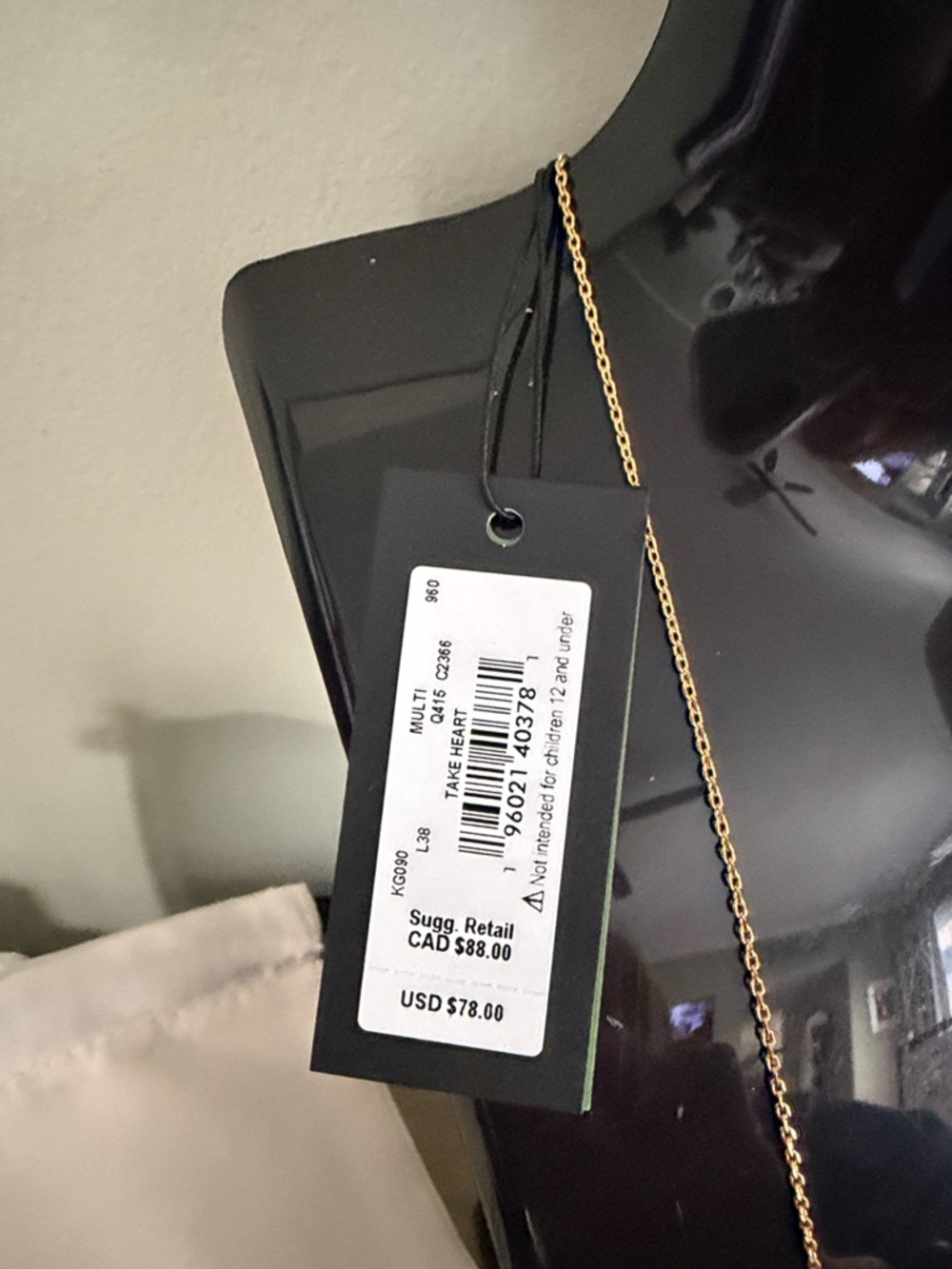 kate spade Gold Heart Pendant Necklace with Multicolor Crystal Border - Picture 4 of 4